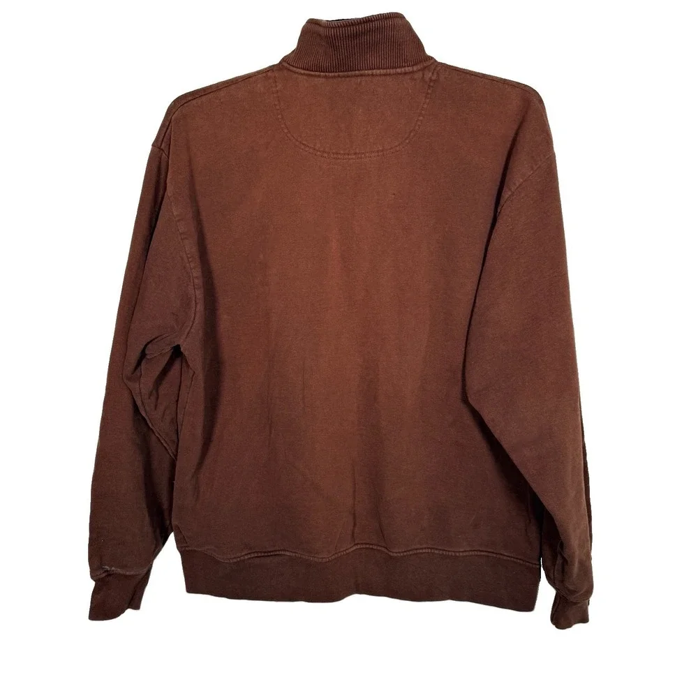 Orvis Signature Collection Men 1/4 Zip Snap Pullover Sweater Sweatshirt XL Brown
